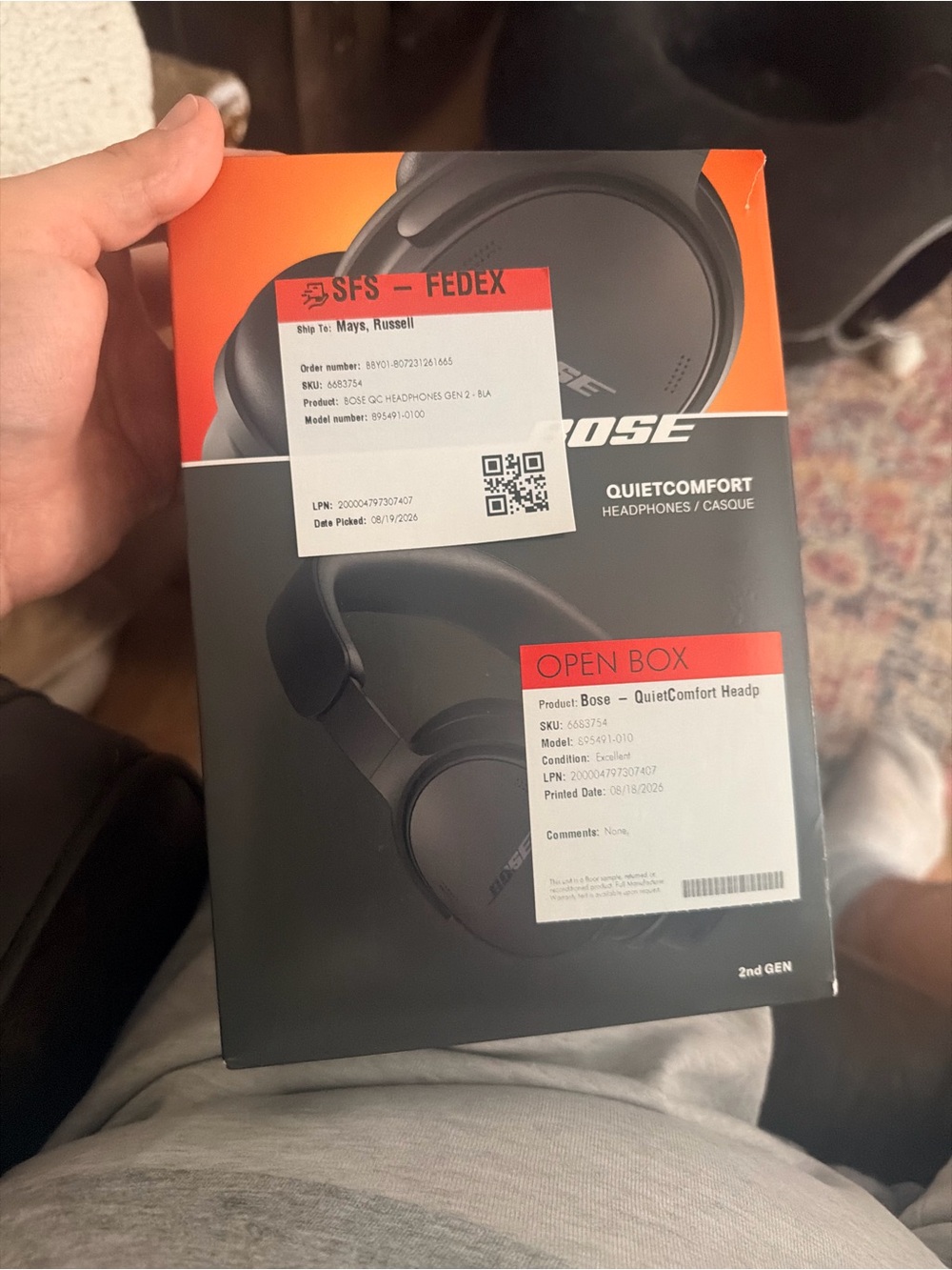 Bose QuietComfort Headphones - Black with Orange Accent Box